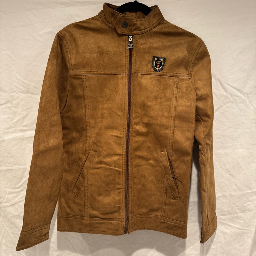 Collezioni Brown Ultra Suede Jacket with Gold Accents